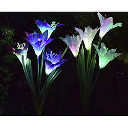 Acheter 3 pièces lampe de lys solaire extérieur lampe de sol étanche lampe de jardin Simulation fleur dégradé de couleur