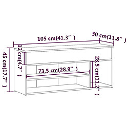 vidaXL Banc à chaussures Chêne marron 105x30x45 cm Bois d'ingénierie pas cher