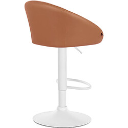 Decoshop26 Tabouret de bar assise pivotante à 360° hauteur réglable en PVC marron piètement en métal blanc 10_0004772 pas cher