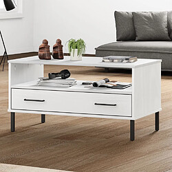 Maison Chic Table basse pour salon | Table à café avec pieds en métal Blanc 85x50x45 cm Bois OSLO -GKD53306