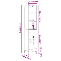 vidaXL Buffet haut Noir 34,5x34x180 cm Bois d'ingénierie pas cher