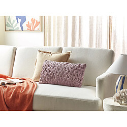 Beliani Coussin CHIRITA Velours 30 x 50 cm Unicolore Broderie Violet