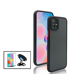 PHONECARE Kit Coque Anti Choque Caméra Protection + Film 5D Full Cover + Support Magnétique de Voiture Xiaomi Redmi 10 Prime 2022 - Noir