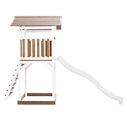 AXI Beach Tower Aire de Jeux avec Toboggan en BLANC & Bac à Sable | Grande Maison enfant extérieur en marron & BLANC | Cabane de Jeu en Bois FSC pas cher