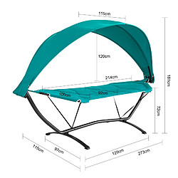 SoBuy OGS51-TB Hamac de Jardin avec Support et Pare-Soleil Bain de Soleil Transat Suspendu