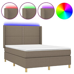 Sommier à lattes,Cadre à lattes de lit pour Adulte matelas et LED Taupe 140x200 cm Tissu -MN79371