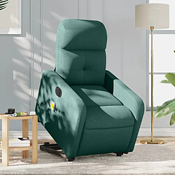 Maison Chic Fauteuil Relax pour salon, Fauteuil inclinable de massage électrique Vert foncé Tissu -GKD17474