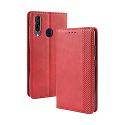 Wewoo Coque Étui en cuir à boucle magnétique avec de texture rétro pour Wiko View3 support et fentes cartes et cadre photo Rouge