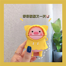 GUPBOO Airpods Coque Housse Étui Protecteur Compatible pour AirPods1/2-jolie fille de dessin animé cochon en imperméable