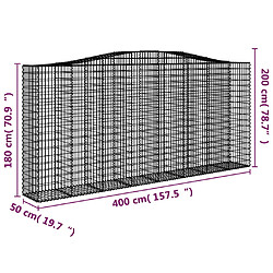 Acheter vidaXL Panier de gabions arqué 400x50x180/200 cm Fer galvanisé