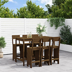 Maison Chic Table de bar et chaises d'extérieur 7 pcs,Ensemble de bar de jardin pour relax marron miel bois de pin massif -GKD159946