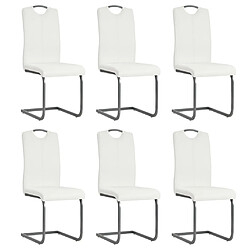 Maison Chic Lot de 6 Chaises à manger cantilever,Chaises de cuisine style scandinave - blanc similicuir -MN93479