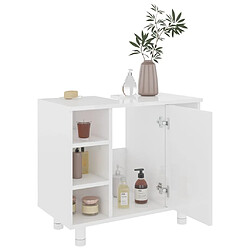 Acheter Maison Chic Armoire de salle de bain,Meuble de rangement,Meuble haut Blanc brillant 60x32x53,5 cm Aggloméré -GKD509668