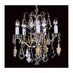 Lumière Chandelier sans abats jours Louvre Cristal Laiton poli 5 ampoules 46cm