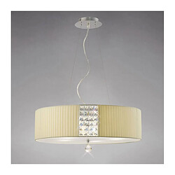 Luminaire Center Suspension Evelyn ovale avec Abat jour crème 4 Ampoules chrome poli/cristal