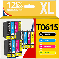 123CONSOMMABLES - T0615 - Cartouches compatible avec Epson T0615 T0611 T0612 T0613 T0614 pour Stylus D120, D78, D92, DX4000, DX8000, SX110, SX200