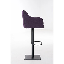 Avis Decoshop26 Tabouret de bar chaise haute de comptoir couture carrées assise en tissu violet cadre en métal noir 10_0004697