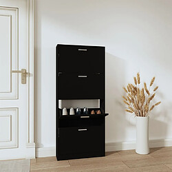 Maison Chic Armoire à chaussures | Meuble de rangement à chaussures Meuble d'Entrée Noir 59x17x150 cm Bois d'ingénierie -MN33492