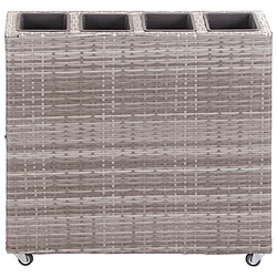 vidaXL Lit surélevé de jardin à 4 pots 80x22x79 cm Résine Tressée Gris