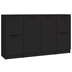 vidaXL Buffets 3 pcs noir bois d'ingénierie