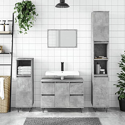 Maison Chic Armoire salle de bain,Meuble de rangement de salle de bain,Meuble haut gris béton 80x33x60cm bois d'ingénierie -GKD224298