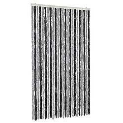 vidaXL Rideau anti-mouches gris et noir 100x200 cm chenille