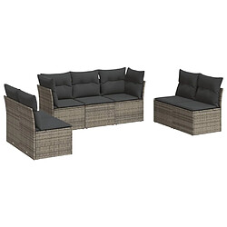 vidaXL Salon de jardin avec coussins 7 pcs gris résine tressée