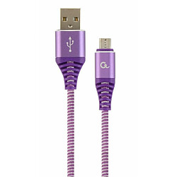 Gembird Cablexpert CC-USB2B-AMMBM-2M-PW câble USB USB 2.0 USB A Micro-USB B Violet, Blanc