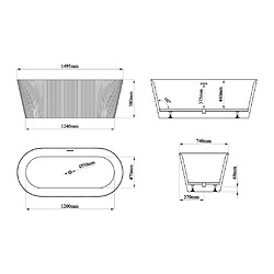 Vente-Unique Baignoire îlot striée - 255 L - 149 x 73 x 58 cm - Blanc mat - Acrylique - COBIANA pas cher