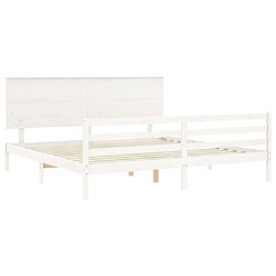 Maison Chic Lit adulte - Cadre Structure de lit avec tête de lit Contemporain blanc 200x200 cm bois massif -MN76955 pas cher