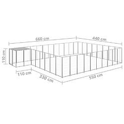 Helloshop26 Chenil extérieur cage enclos parc animaux chien argenté 25,41 m² acier 02_0000259