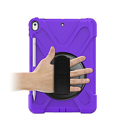 Avis Coque en TPU Combiné en forme de X avec béquille pivotante sur 360 degrés et sangle à la main violet pour votre Apple iPad Air 10.5 pouces (2019)