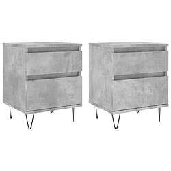 Maison Chic Lot de 2 Tables de chevet,Table de nuit,Table d'appoint pour salon gris béton 40x35x50 cm bois d’ingénierie -MN51141