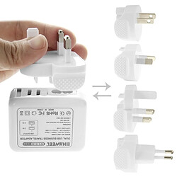 Wewoo Pour iPhone, Galaxy, Huawei, Xiaomi, LG, HTC et autres smartphone, appareils rechargeables Kit de chargeur de voyage avec sac en filet mural double USB de 2,1 A avec 4 adaptateurs de fiche + câble USB de 2 x Lightning ,