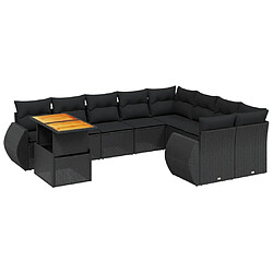 Maison Chic Salon de jardin 10 pcs avec coussins, Ensemble Tables et chaises d'extérieur noir résine tressée -GKD745788