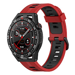 22MM Bracelet de montre rayé en silicone, Bracelet de montre, Accessoires pour Huawei Watch GT3 SE ( rouge noir )