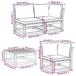 vidaXL Salon de jardin 6 pcs avec coussins bois d'acacia solide pas cher