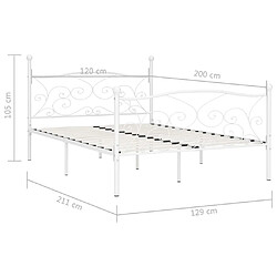 Acheter vidaXL Cadre de lit sans matelas avec sommier à lattes métal 120x200cm