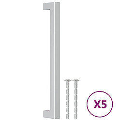 vidaXL Poignées d'armoire 5 pcs argenté 192 mm acier inoxydable