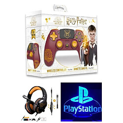 Freaks And Geeks Manette PS4 Bluetooth Harry Potter Gryffondor Rouge lumineuse 3.5 JACK + Casque Spirit of Gamer PRO-H3 PS4-PS5 PLAYSTATION