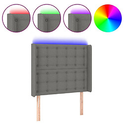 Maison Chic Tête de lit scandinave à LED,meuble de chambre Gris foncé 83x16x118/128 cm Tissu -MN20613