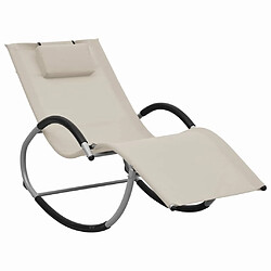 Maison Chic Chaise longue avec oreiller | Bain de soleil Relax | Transat Crème Textilène -GKD30324