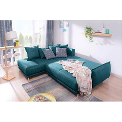 Avis Bestmobilier Lena - canapé d'angle gauche convertible - 5 places - bleu canard - style scandinave