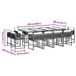 vidaXL Ensemble à manger de jardin et coussins 13 pcs beige pas cher