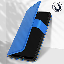 Avizar Housse Nokia 1.4 Aspect Grainé Clapet Portefeuille Stand Vidéo Bleu pas cher