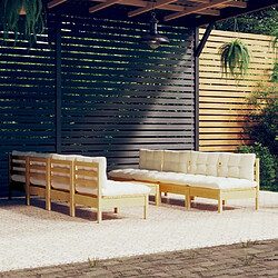 Maison Chic Salon de jardin 9 pcs + coussins - Mobilier/Meubles de jardin - Table et chaises d'extérieur crème bois de pin massif -MN99159