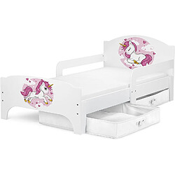 Leomark Moderne Lit d'Enfant Smart en bois avec un matelas motif Lovely Licorne