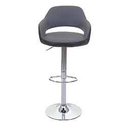 Mendler Tabouret de bar HWC-F16, tabouret pivotant, avec dossier simili cuir ~ gris-noir