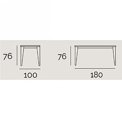 Inside 75 Table repas NORDIC 6 couverts 180 x 100 cm pieds chêne plateau céramique vulcano