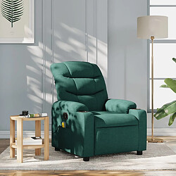 Maison Chic Fauteuil Relax pour salon, Fauteuil de massage inclinable Vert foncé Tissu -GKD84953